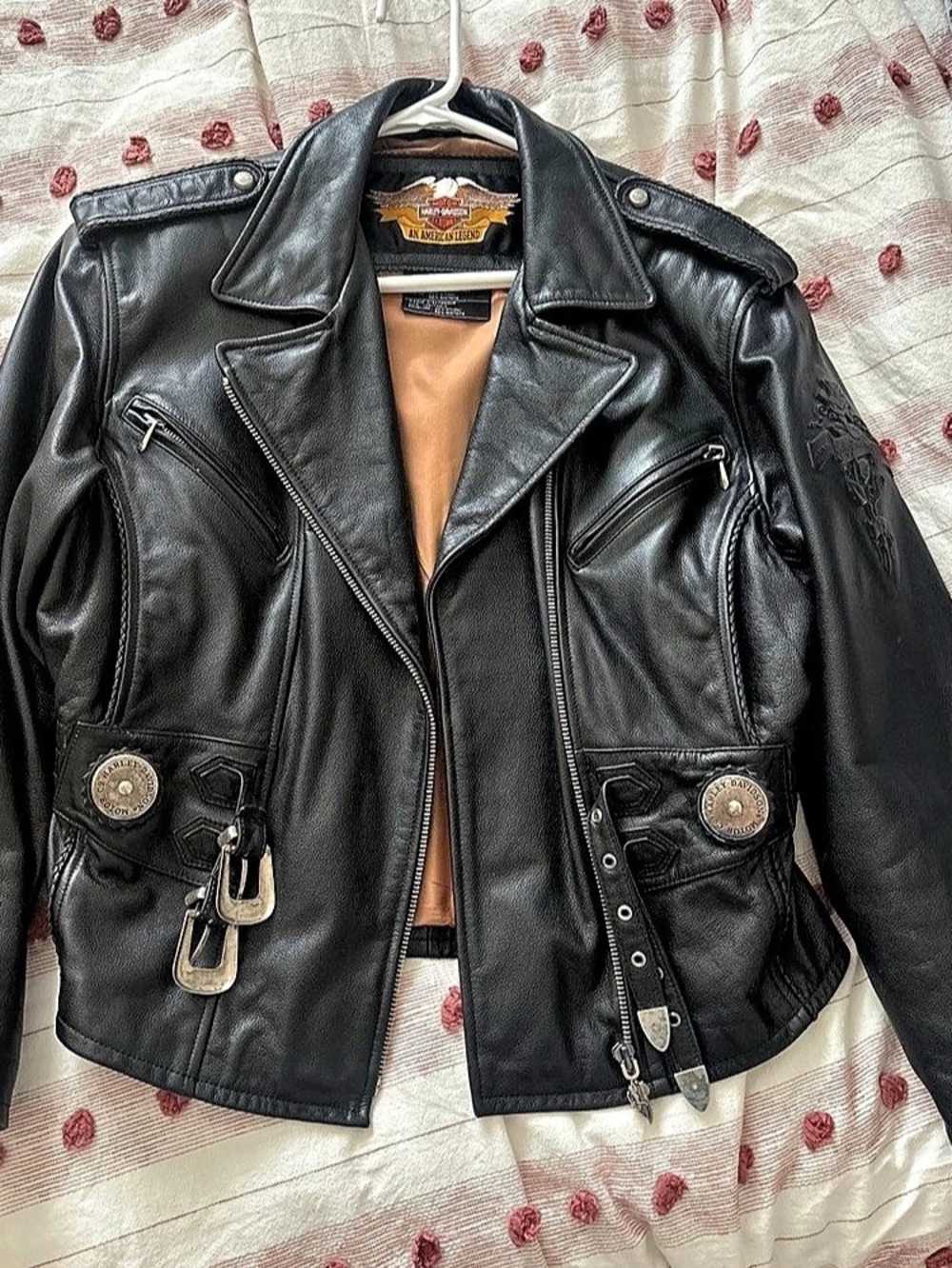Harley-Davidson Vintage Sierra Rose Women's Leather Motorcycle Jacket Black